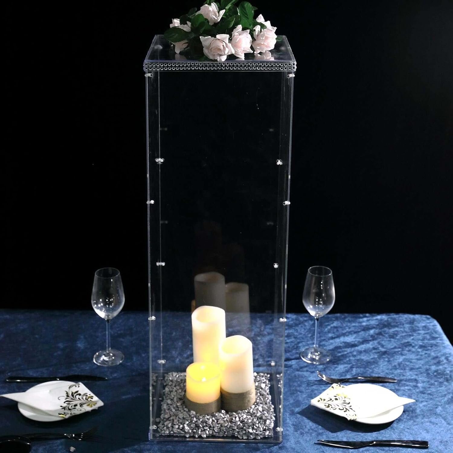 Efavormart 32 Inch Clear Acrylic Display Box with Interchangeable Lid and Base