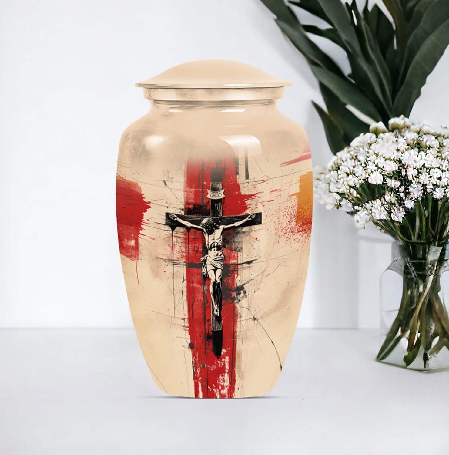 Jesus Cross Urn - Large Cremation Urn for Adult Ashes