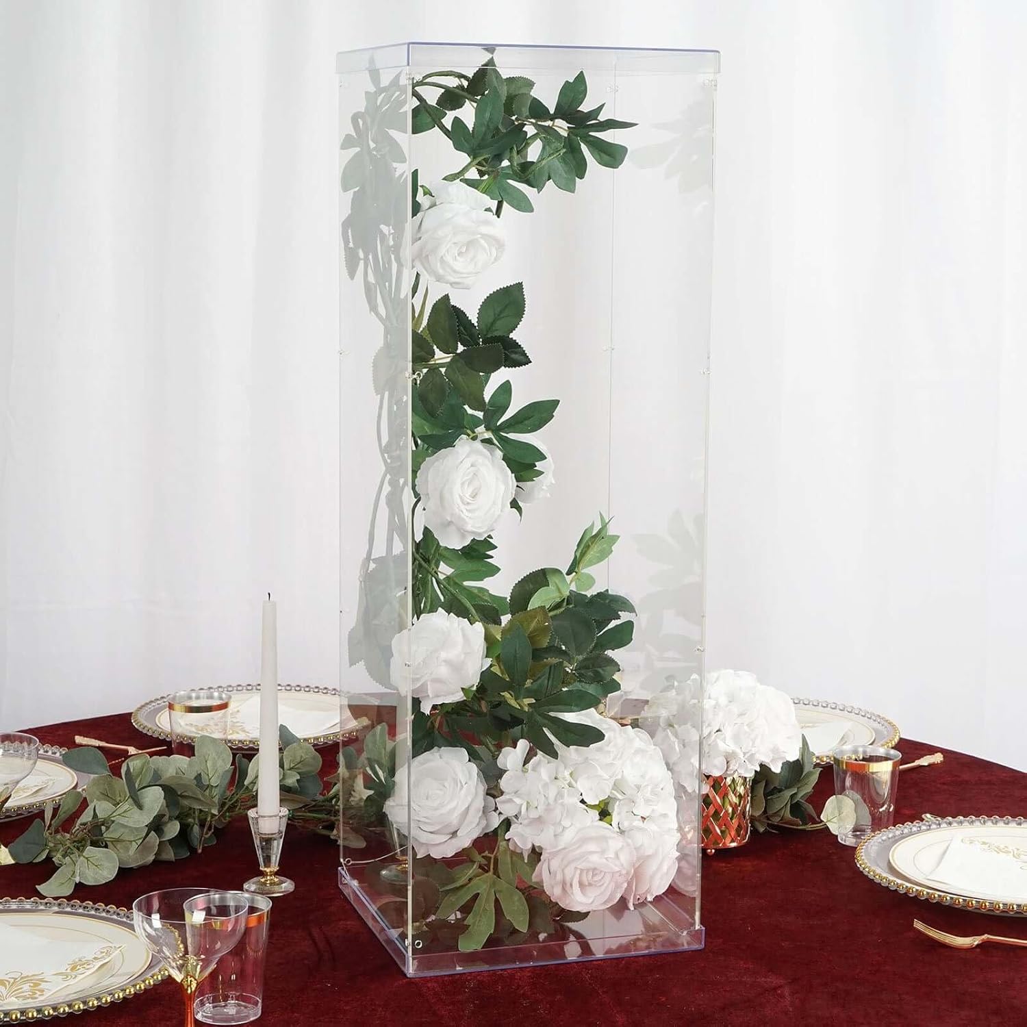Efavormart 32 Inch Clear Acrylic Display Box with Interchangeable Lid and Base