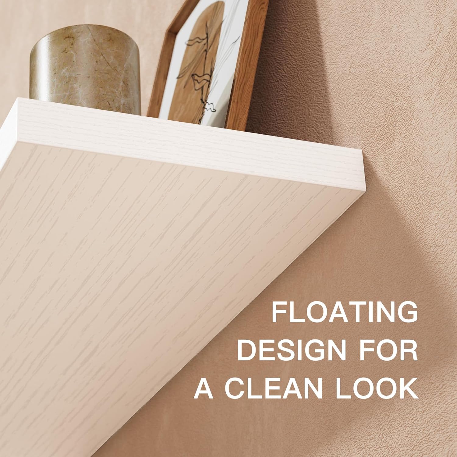 Amada Floating Shelves Large 24x7 Inch White Set of 2