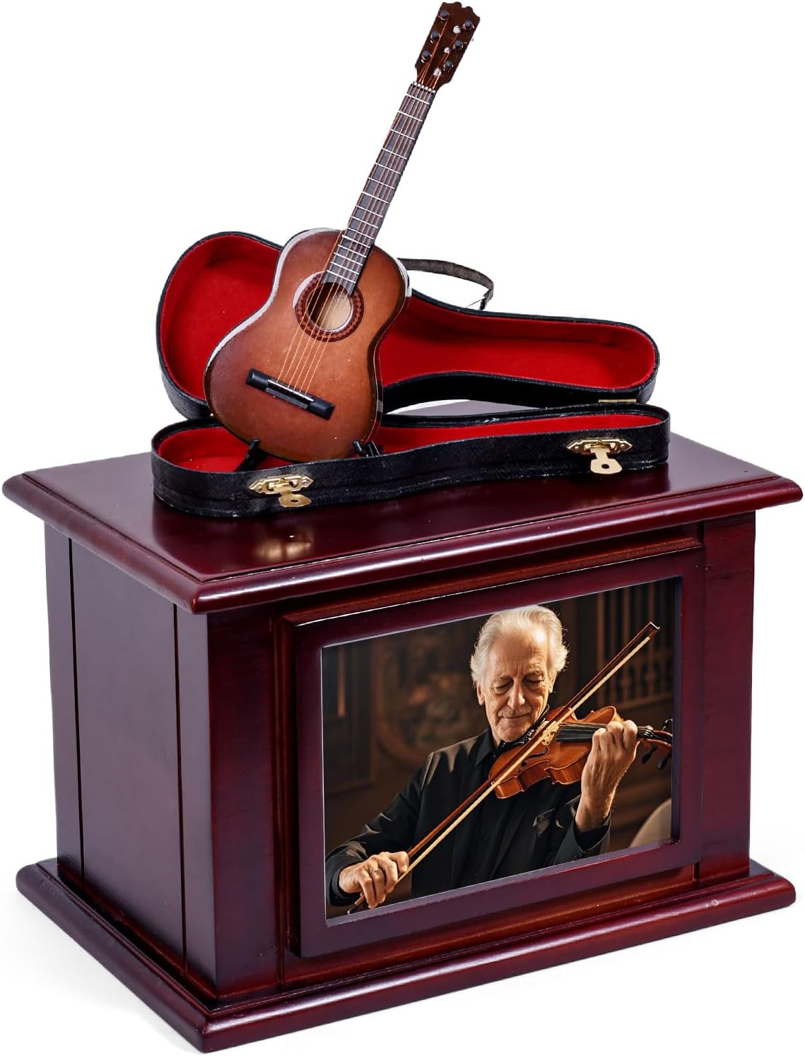 ZGYLIN Wooden Guitar Cremation Urn for Ashes