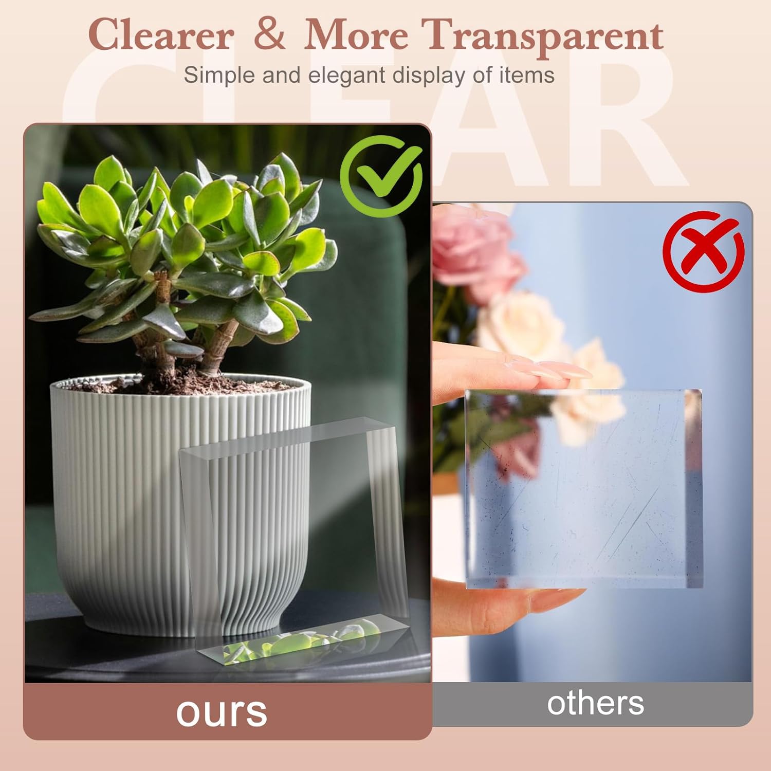 10pc Acrylic Display Blocks Clear Cube Riser Stands