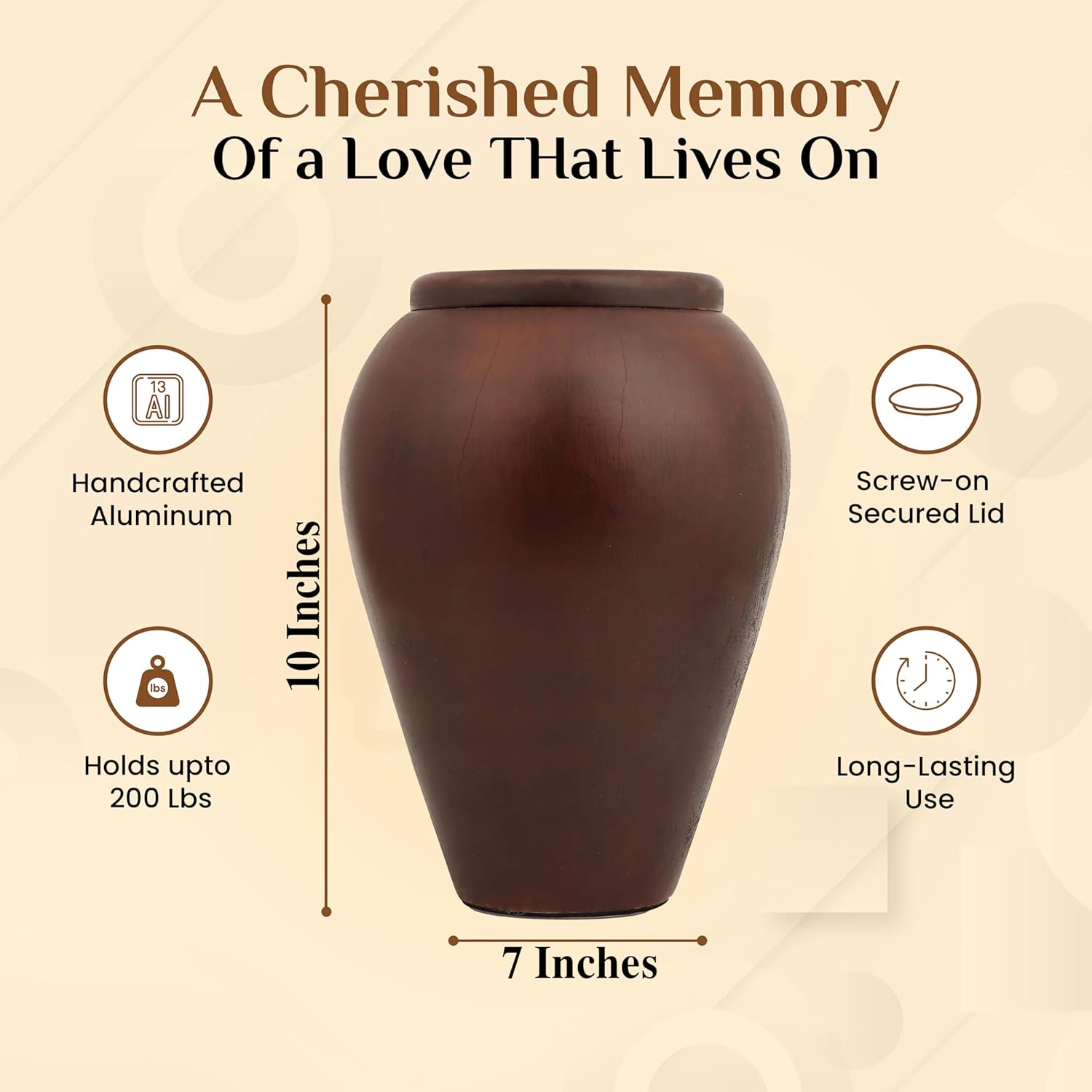 Elegant Wooden Cremation Urn - Handcrafted Mango Wood Memorial Box