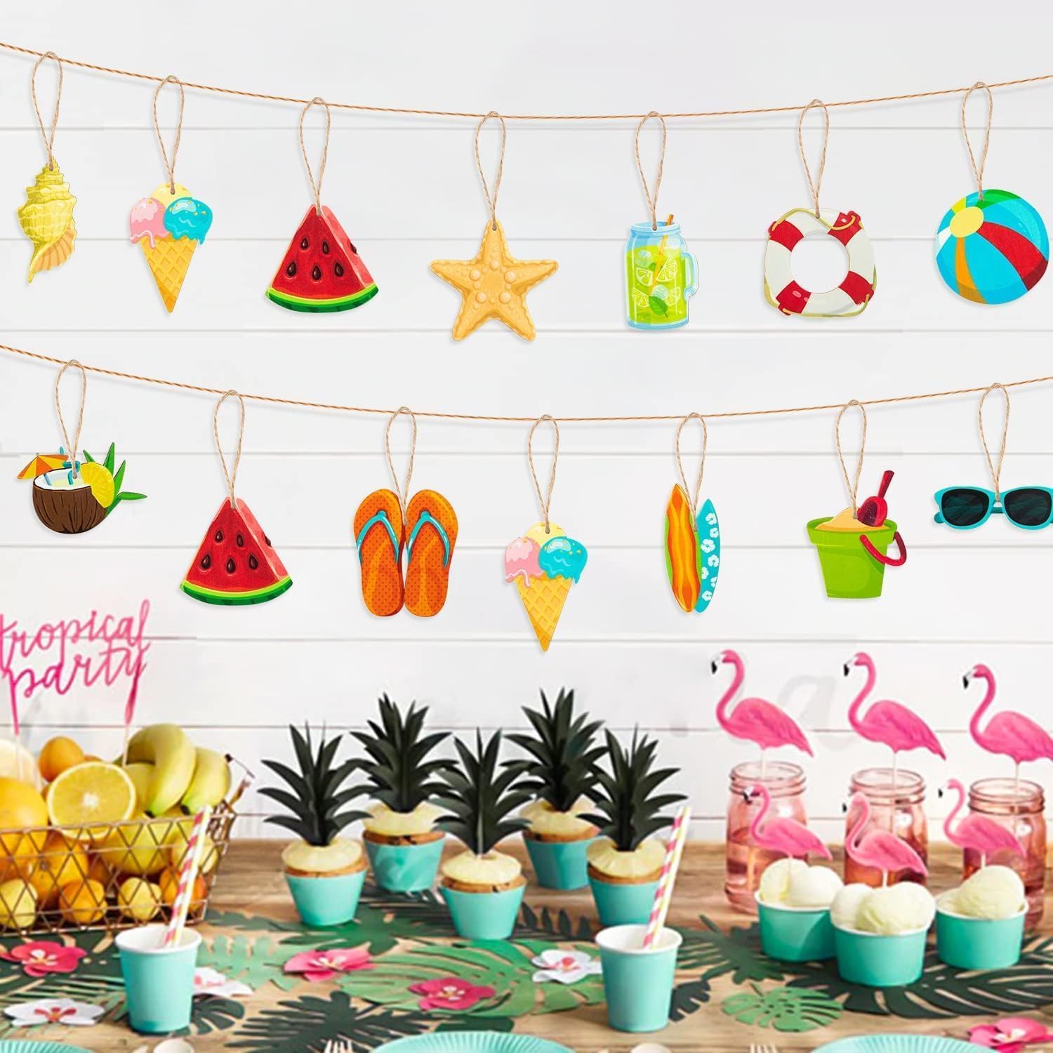 Summer Wooden Hanging Ornaments Set