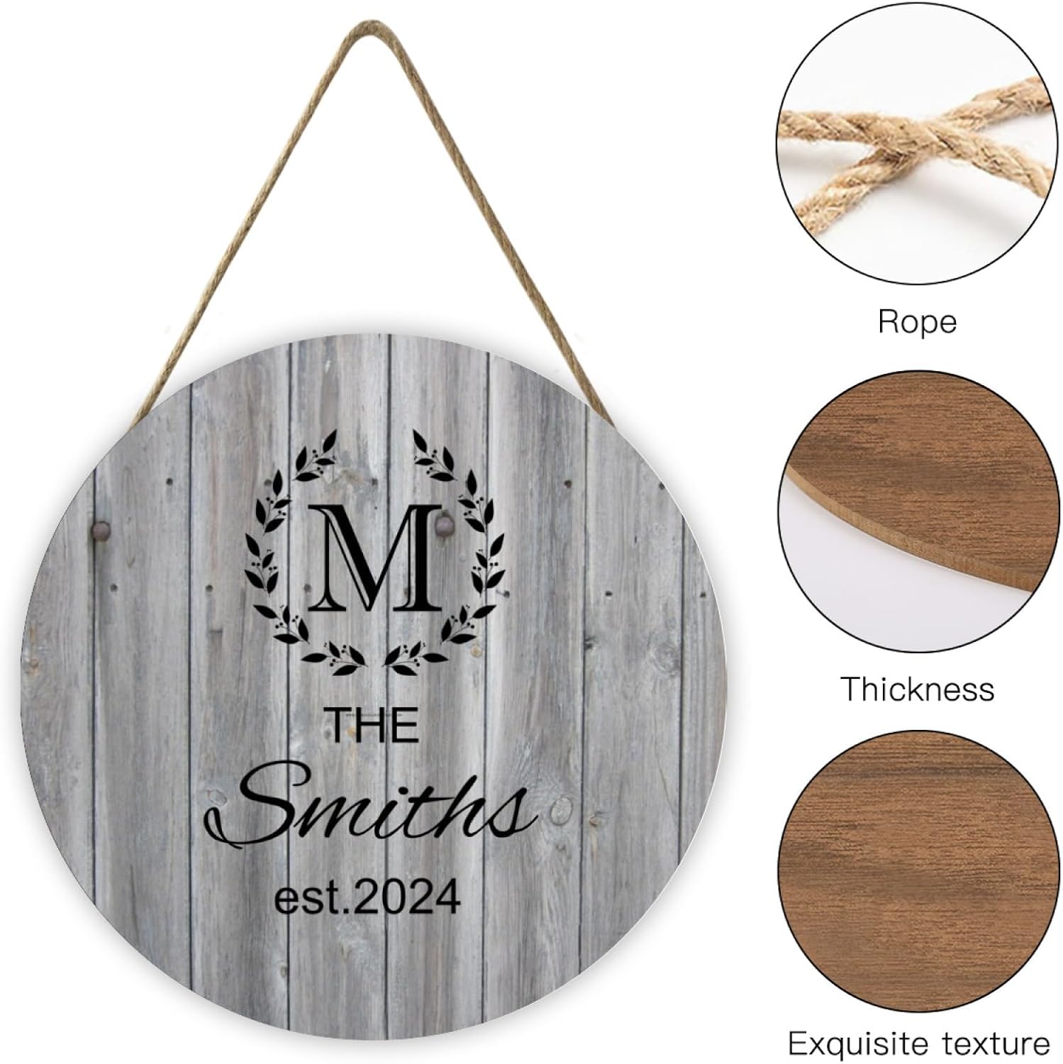 Personalized Family Name and Est Date Wood Sign - Rustic 12x12