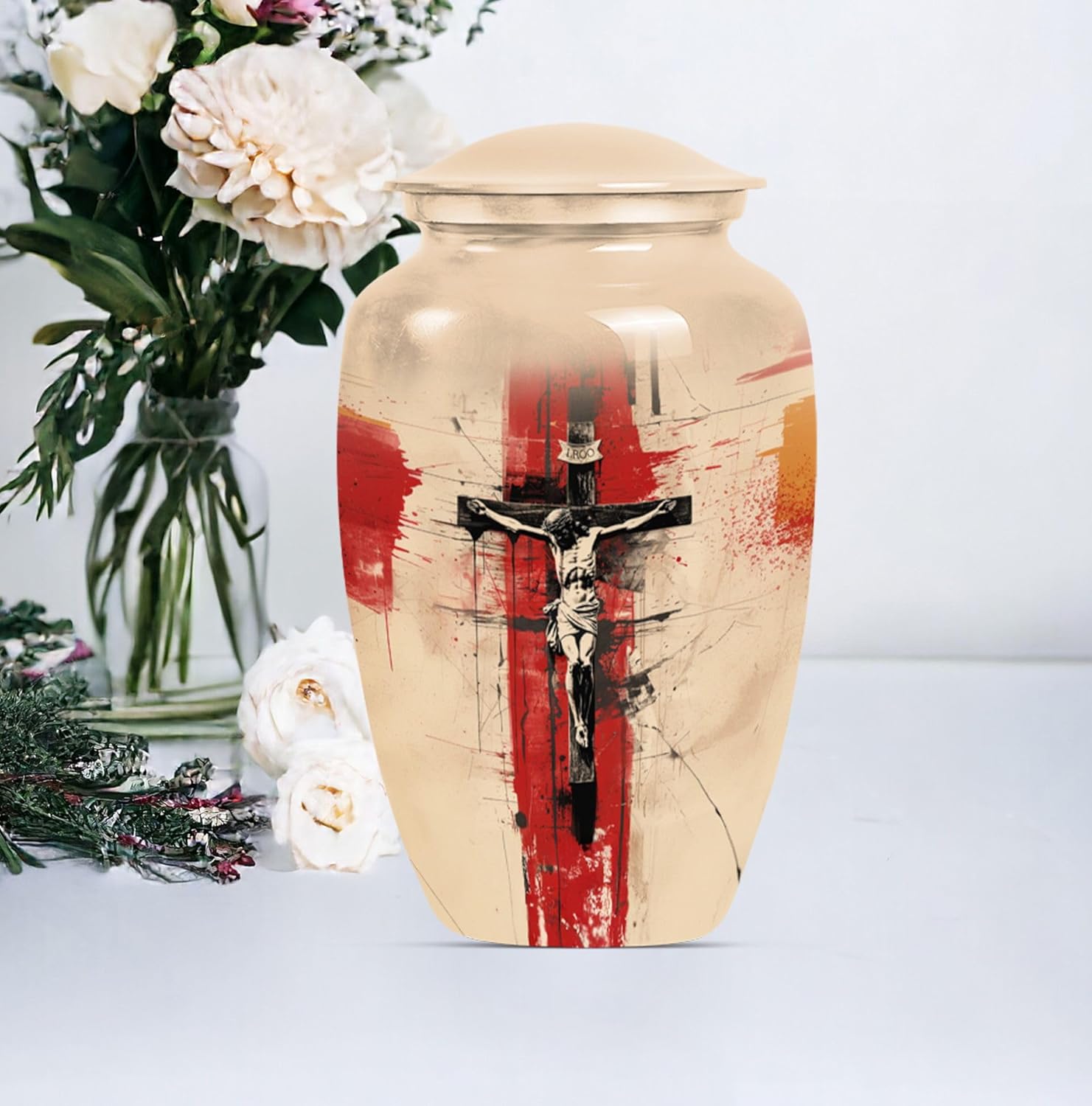 Jesus Cross Urn - Large Cremation Urn for Adult Ashes