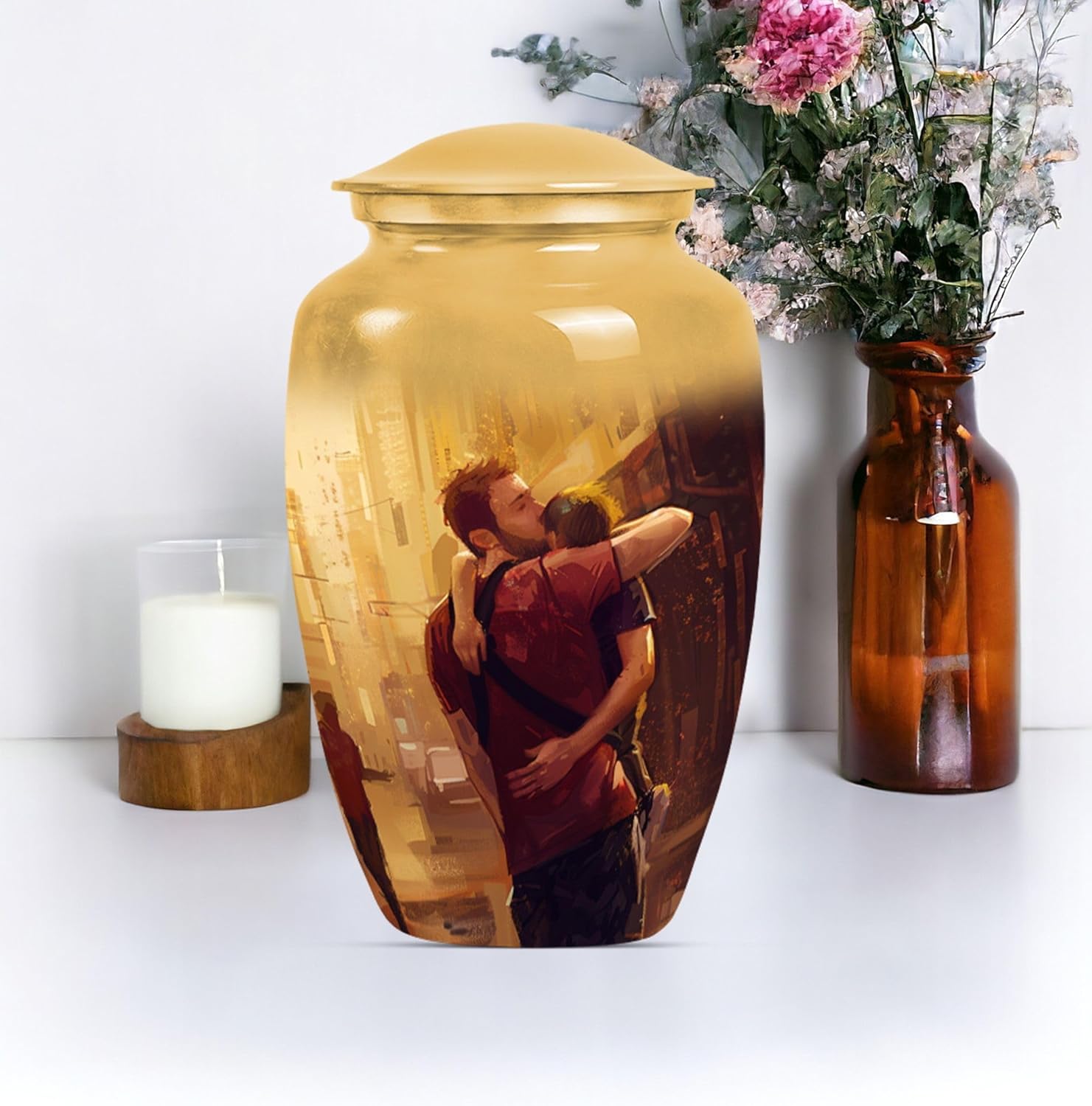 YATHABHISA Dad Urn - Large Velvet Bag Cremation Urn for Human Ashes