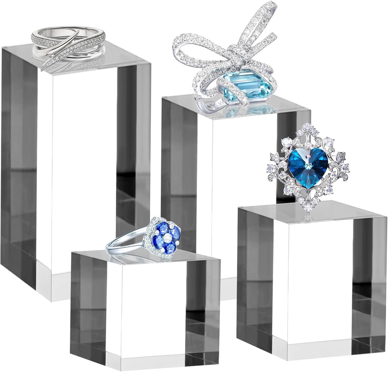 4Pcs Clear Acrylic Blocks for Display Riser Stands