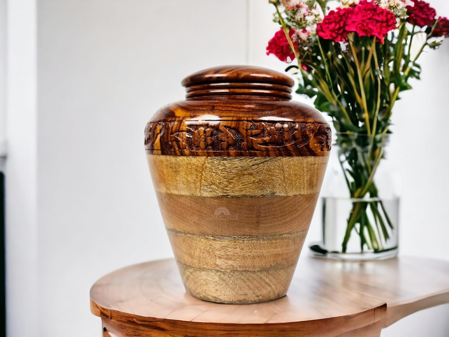 Handmade Premium Wood Fractal Burn Keepsake Urn Large 200Cu