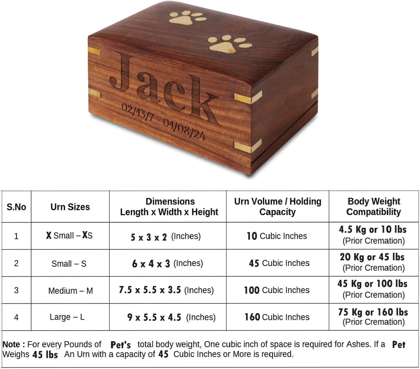 Personalized Rosewood Pet Urn for Dog Ashes