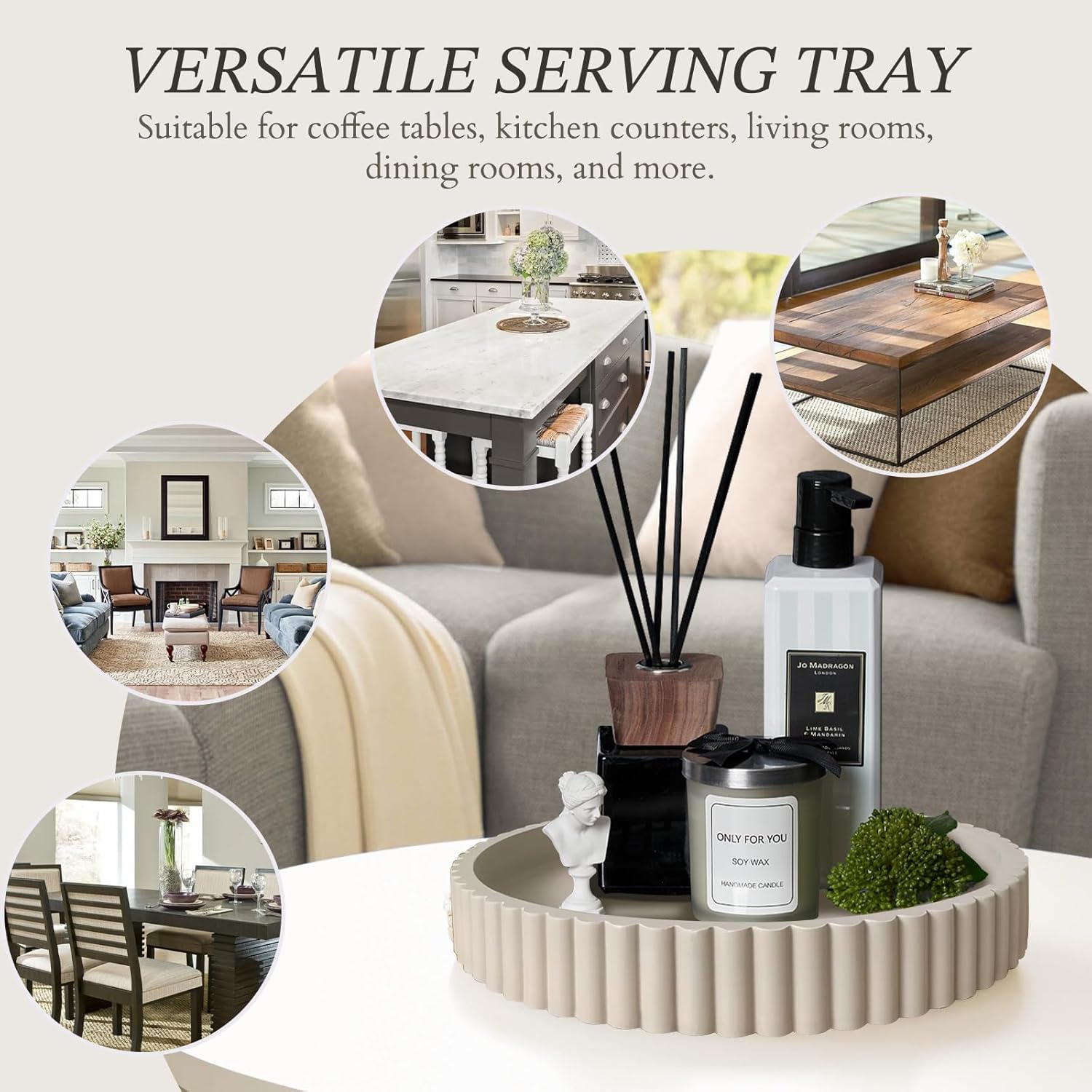 Large Round Decorative Tray for Coffee Table