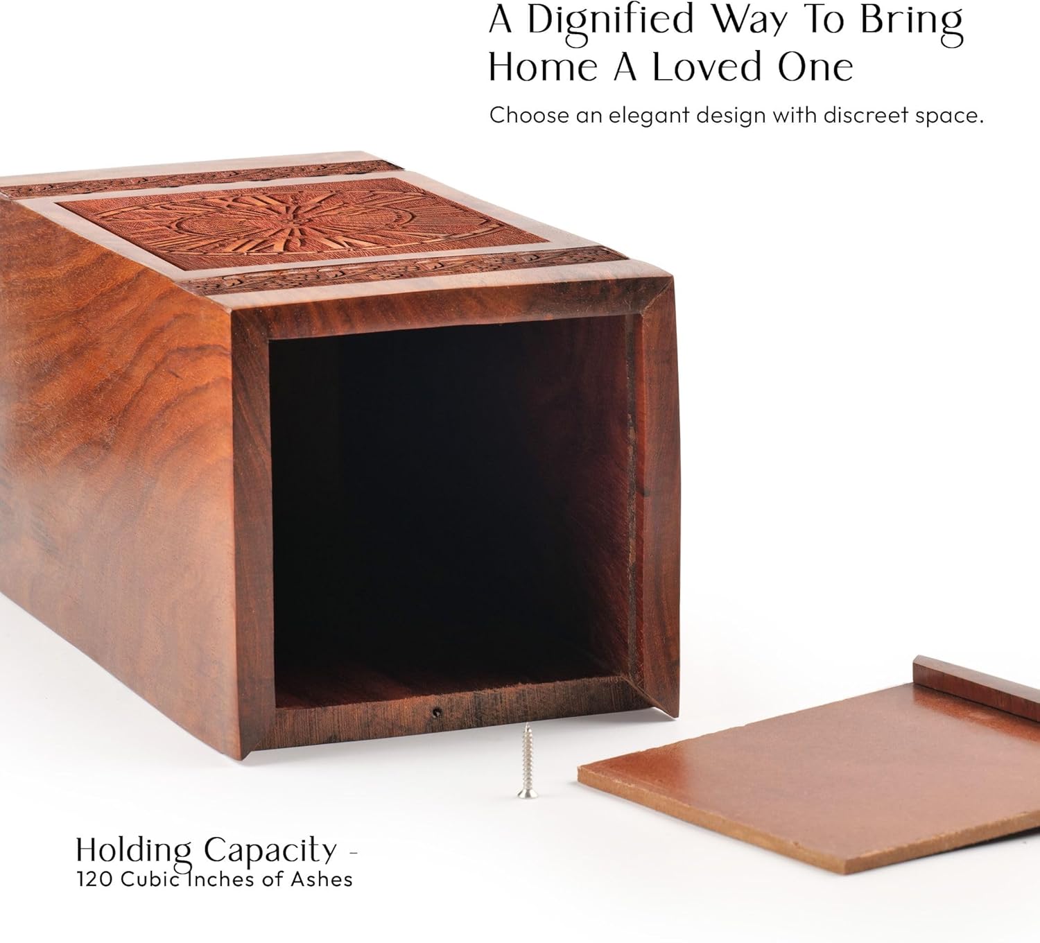 Handcrafted Wooden Urn with Clock Design 1125 Inch