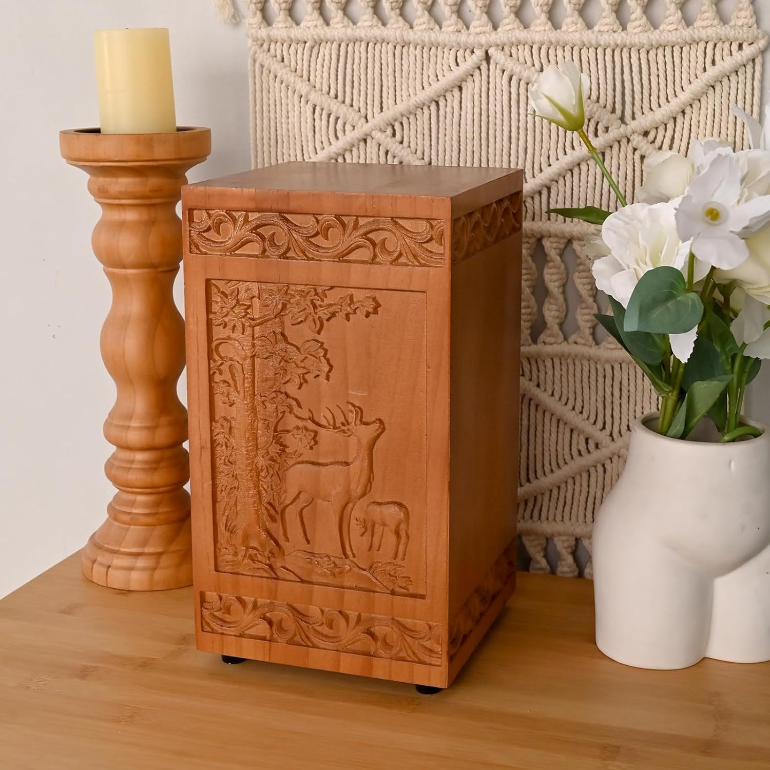 Elegant Wooden Cremation Urn for Human Ashes