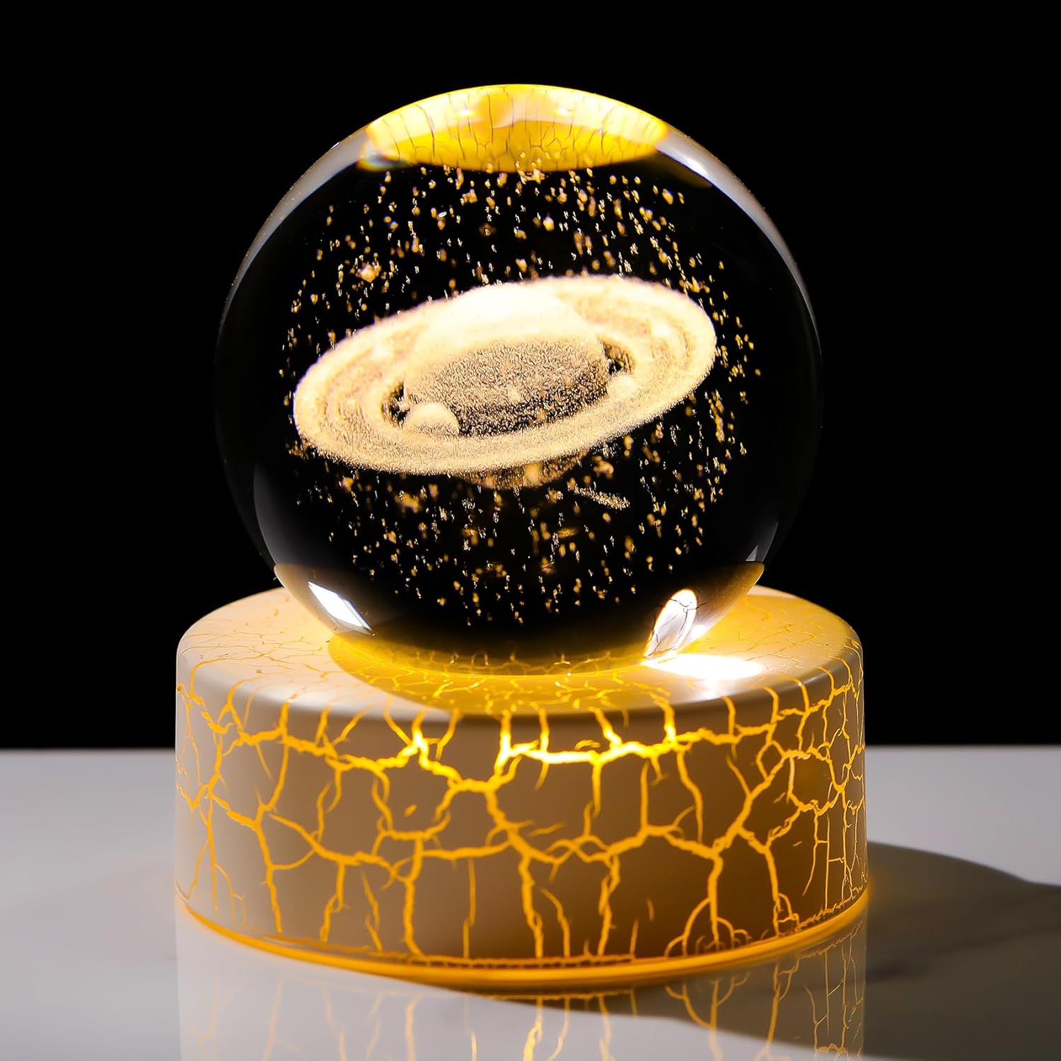 Crystal 3D Saturn 236 Inch Ball Figurine Decor