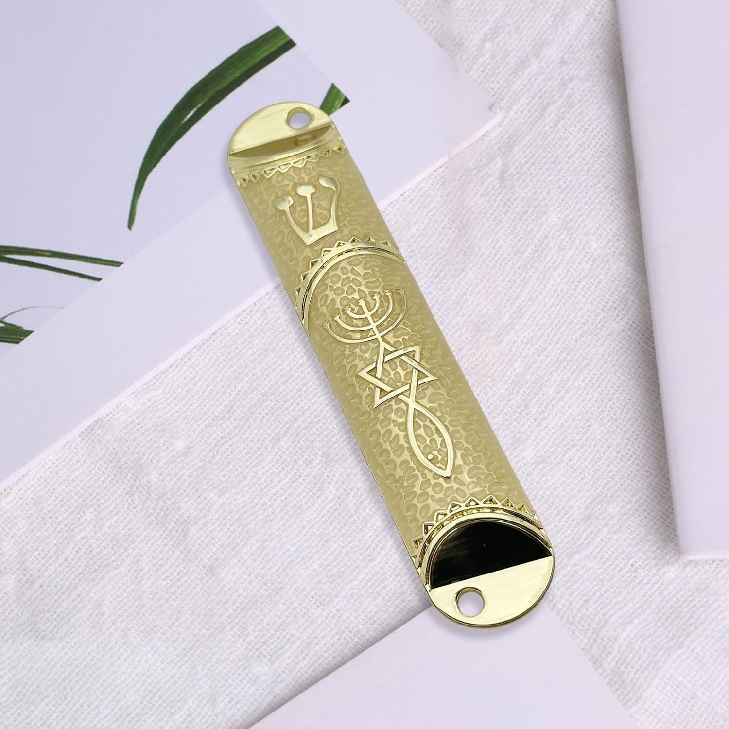 Jewish Mezuzah Case 16cm Beige Alloy Design