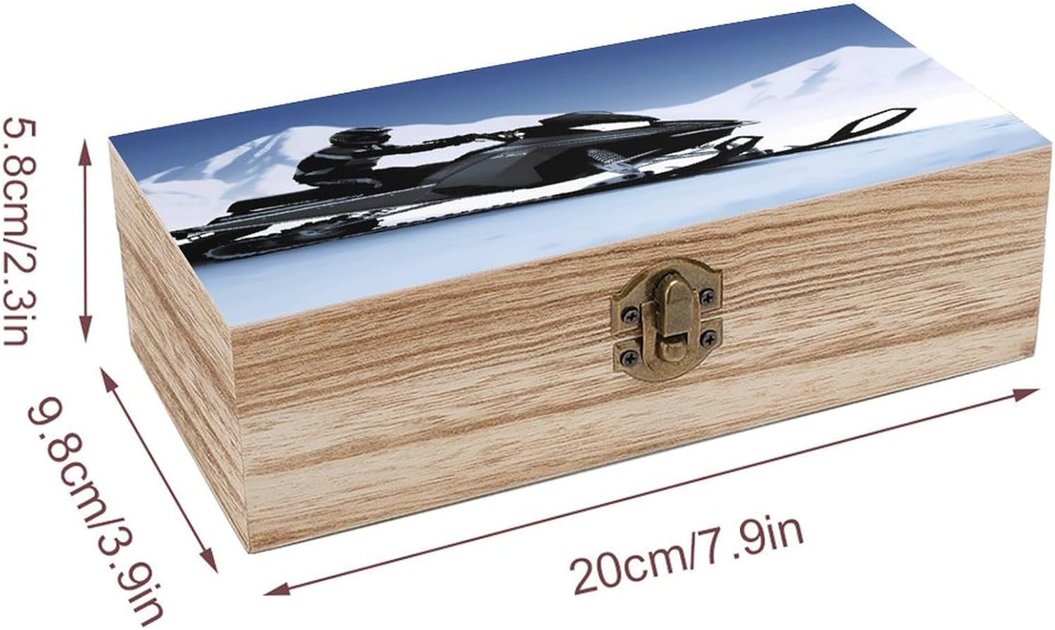 Snowmobile Print Wooden Jewelry Box Storage Organizer