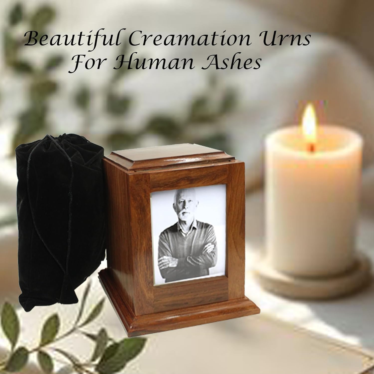 Elegant Handcrafted Rosewood Cremation Urn with Photo Frame