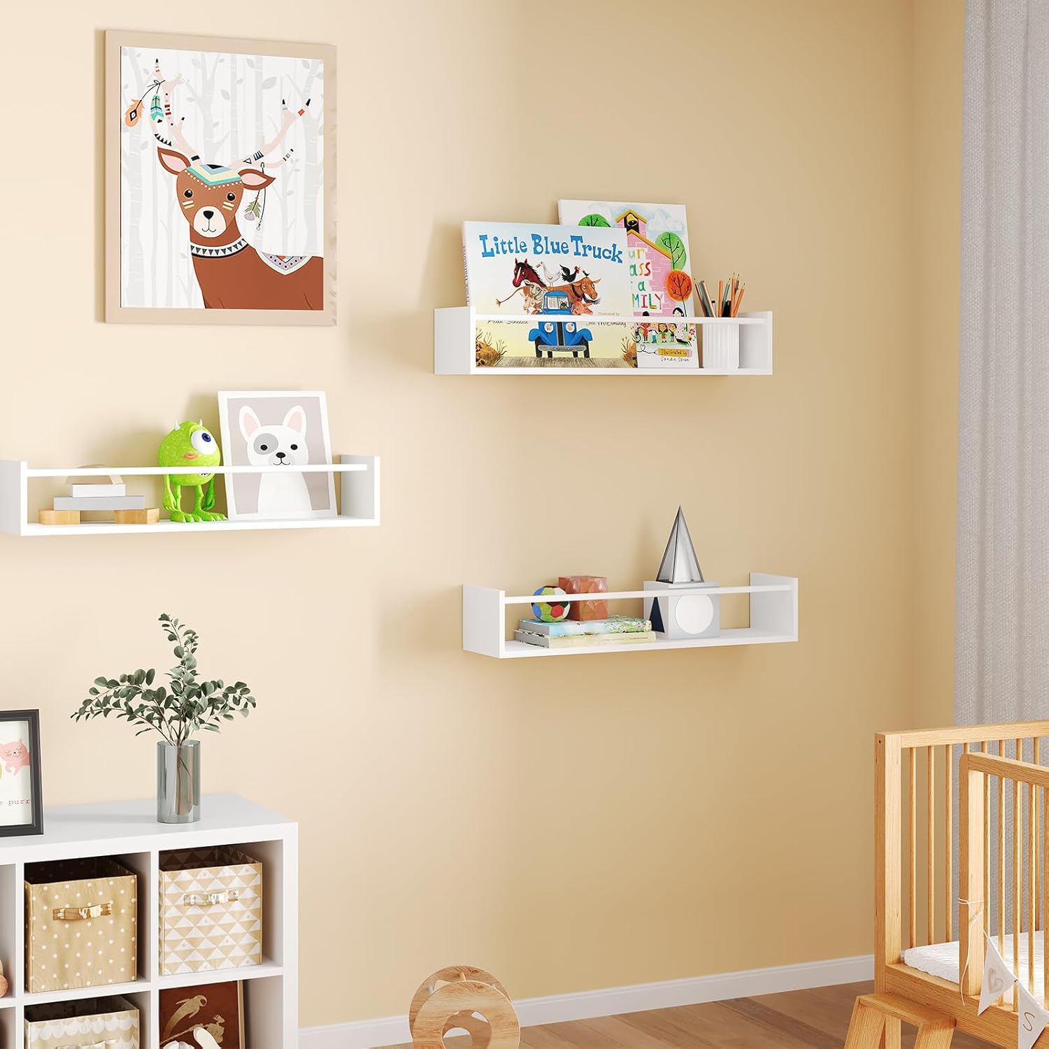 Fixwal Floating Bookshelves Set of 3 for Nursery Kids Room