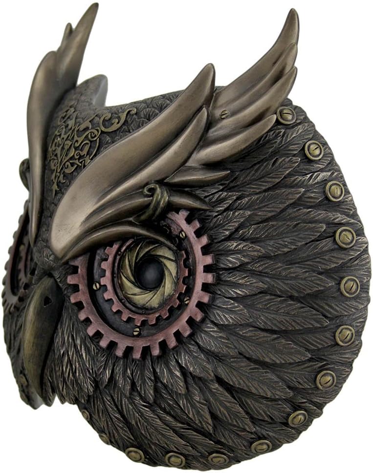 Veronese Design Resin Steampunk Owl Wall Sculpture