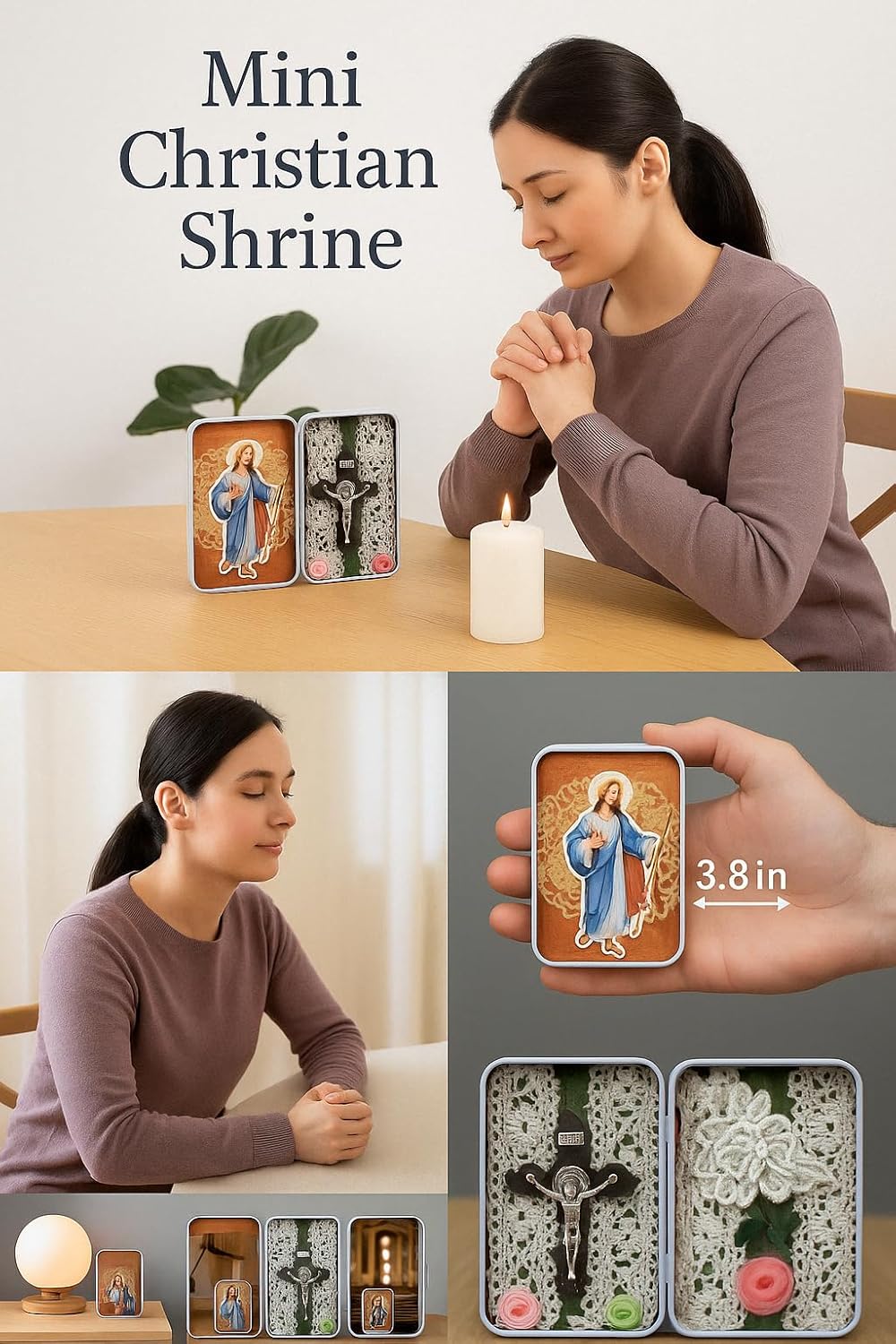 Handmade Mini Shrine Tin Box with Prayer Cards