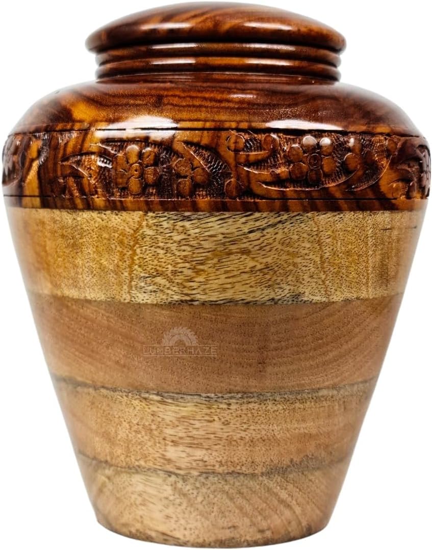 Handmade Premium Wood Fractal Burn Keepsake Urn Large 200Cu