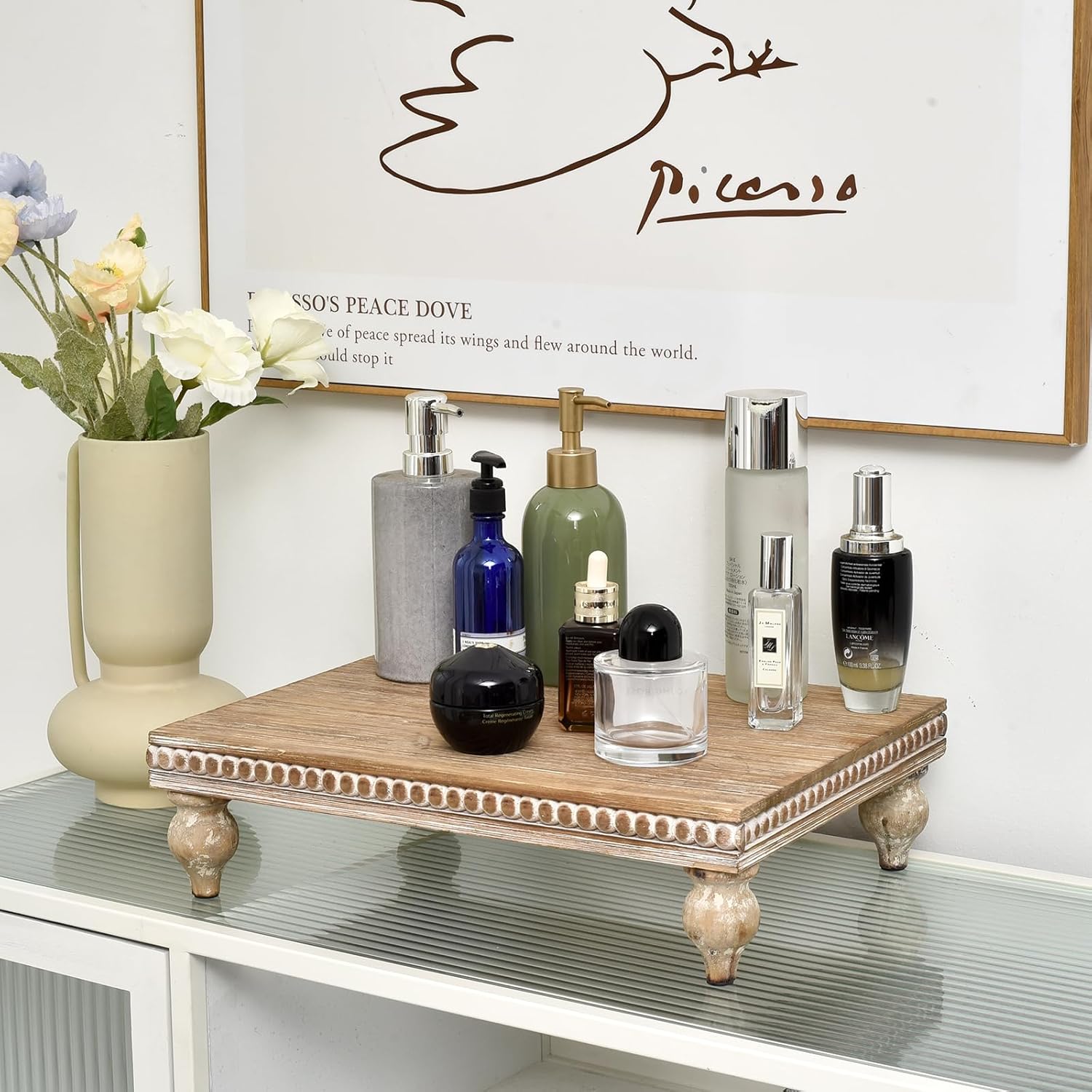 SwallowLiving Rustic Wood Tray Riser for Decor