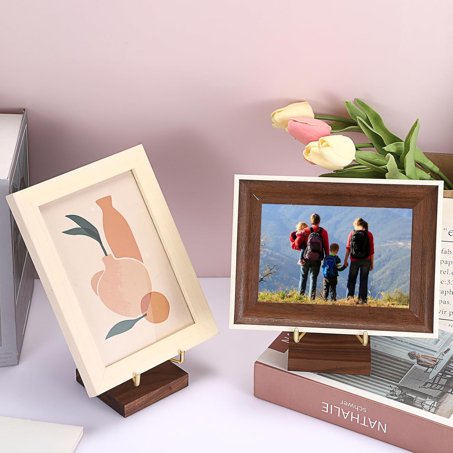 Hipiwe Adjustable Metal Arms Display Easel with Wooden Base