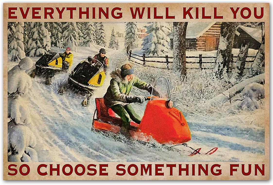 Tin Sign for Snowmobile Race Poster Chic Art Decor