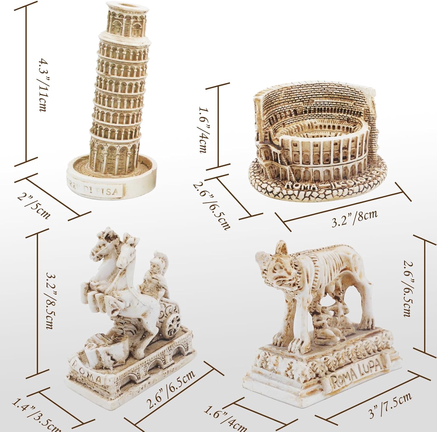 Italian Rome Decorations Set of 4