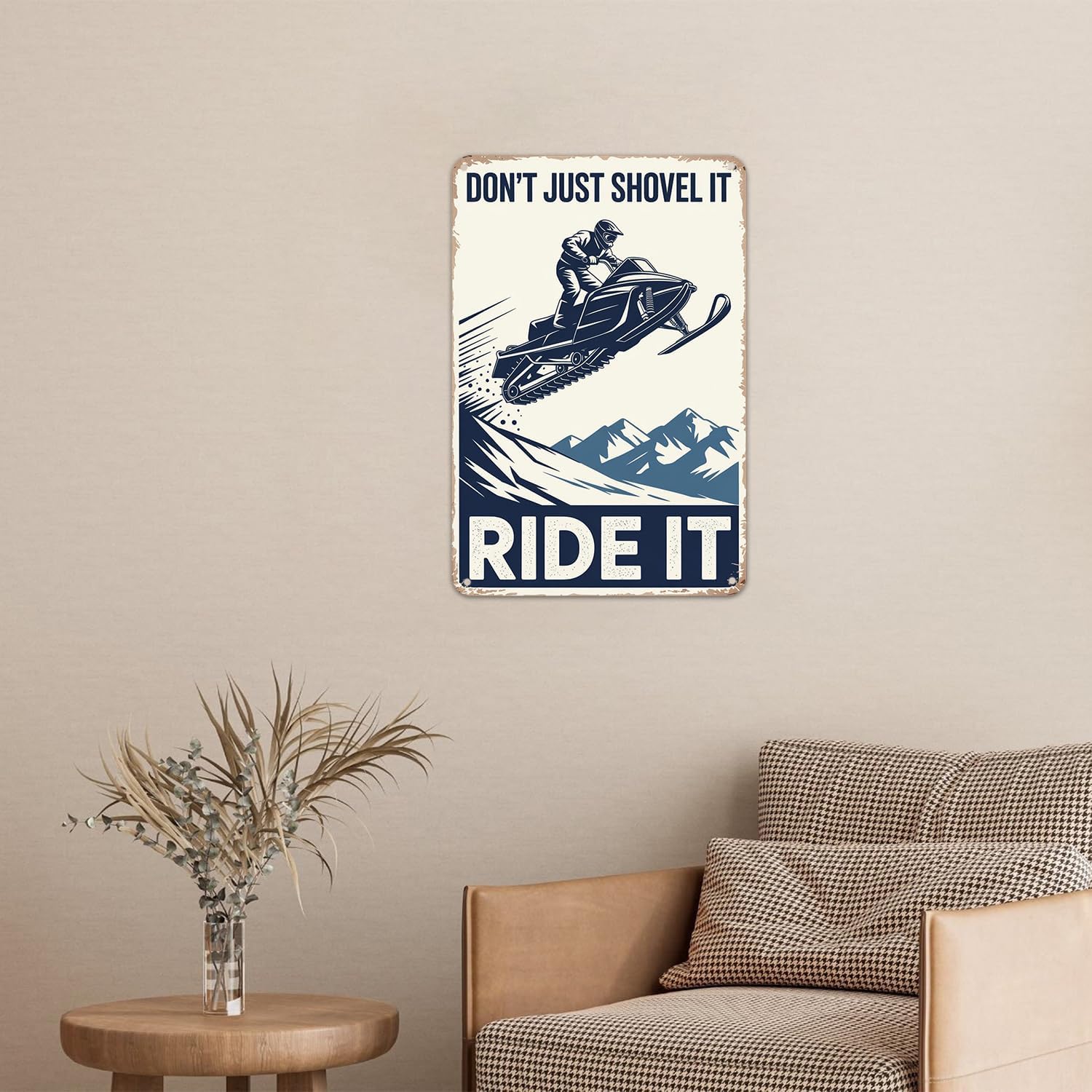 Snowmobile Ride Metal Tin Sign 8x12