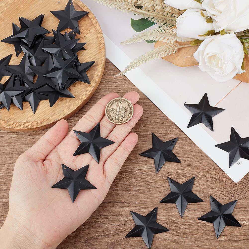 GORGECRAFT 30PCS Black Metal Star Decor Wall Hanging