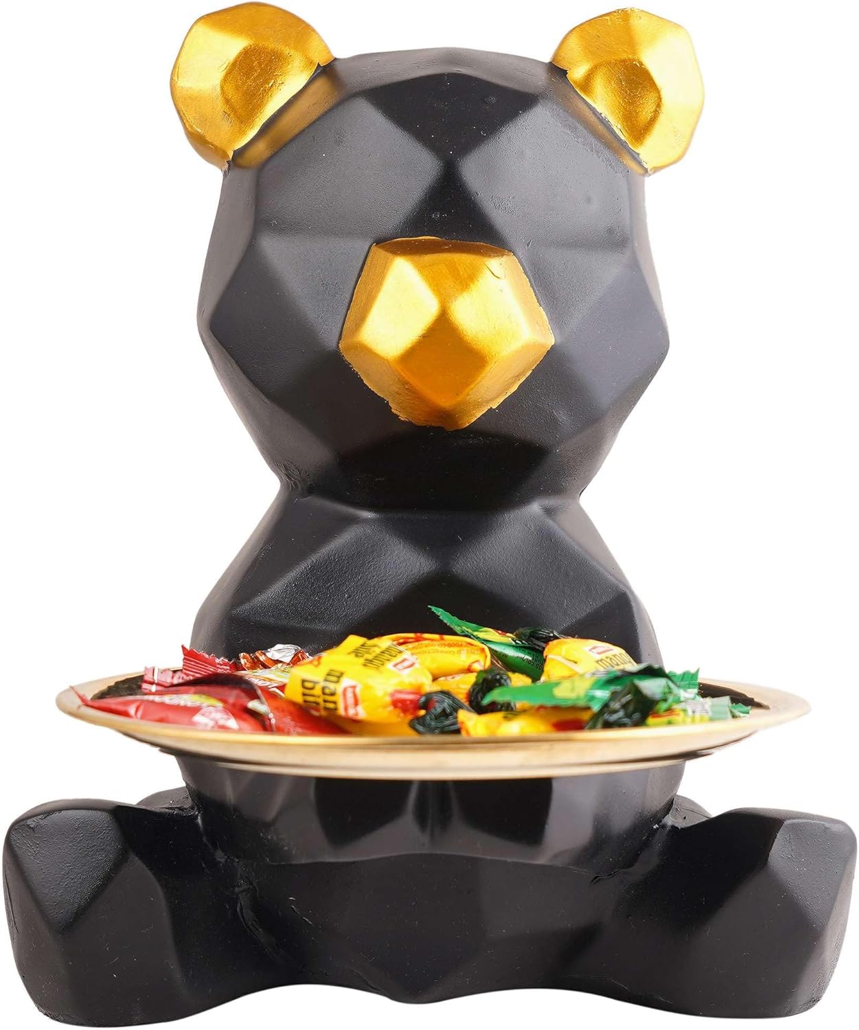 Resin Cool Dog Sculpture with Plate for Home Decor