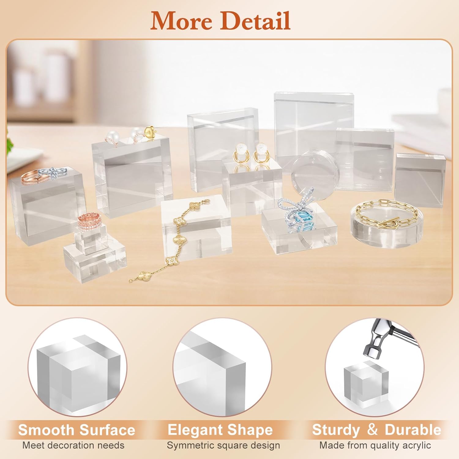 4 Piece Acrylic Base Display Stands Clear Cube Riser