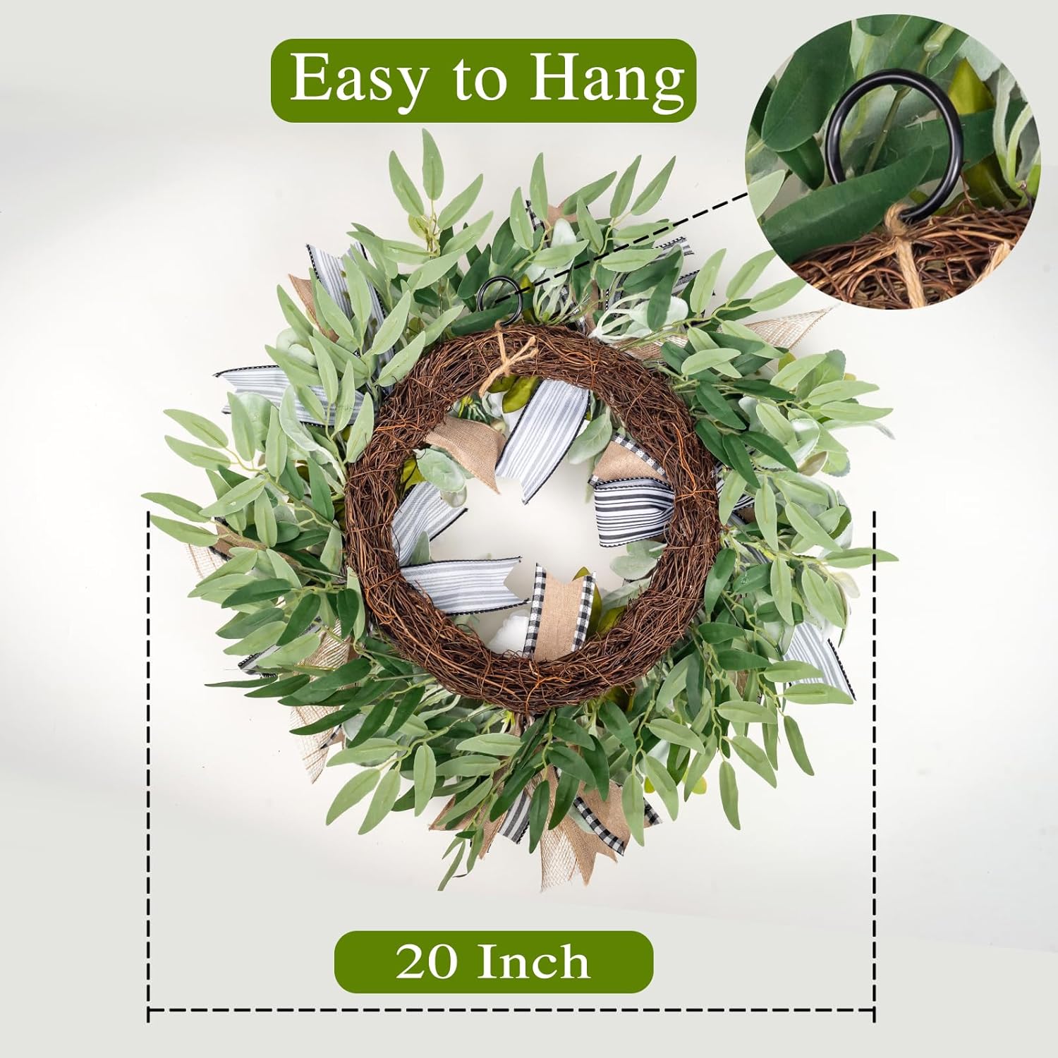 Lambs Ear Wreath Front Door All Season Decor