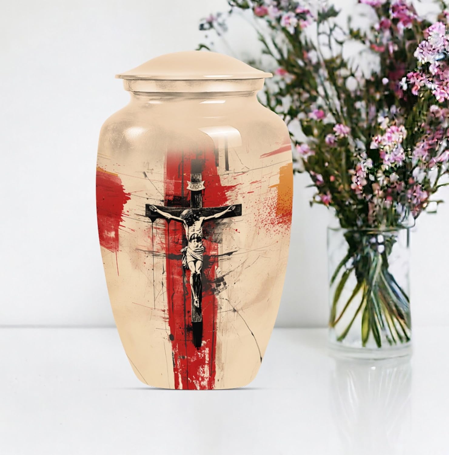 Jesus Cross Urn - Large Cremation Urn for Adult Ashes