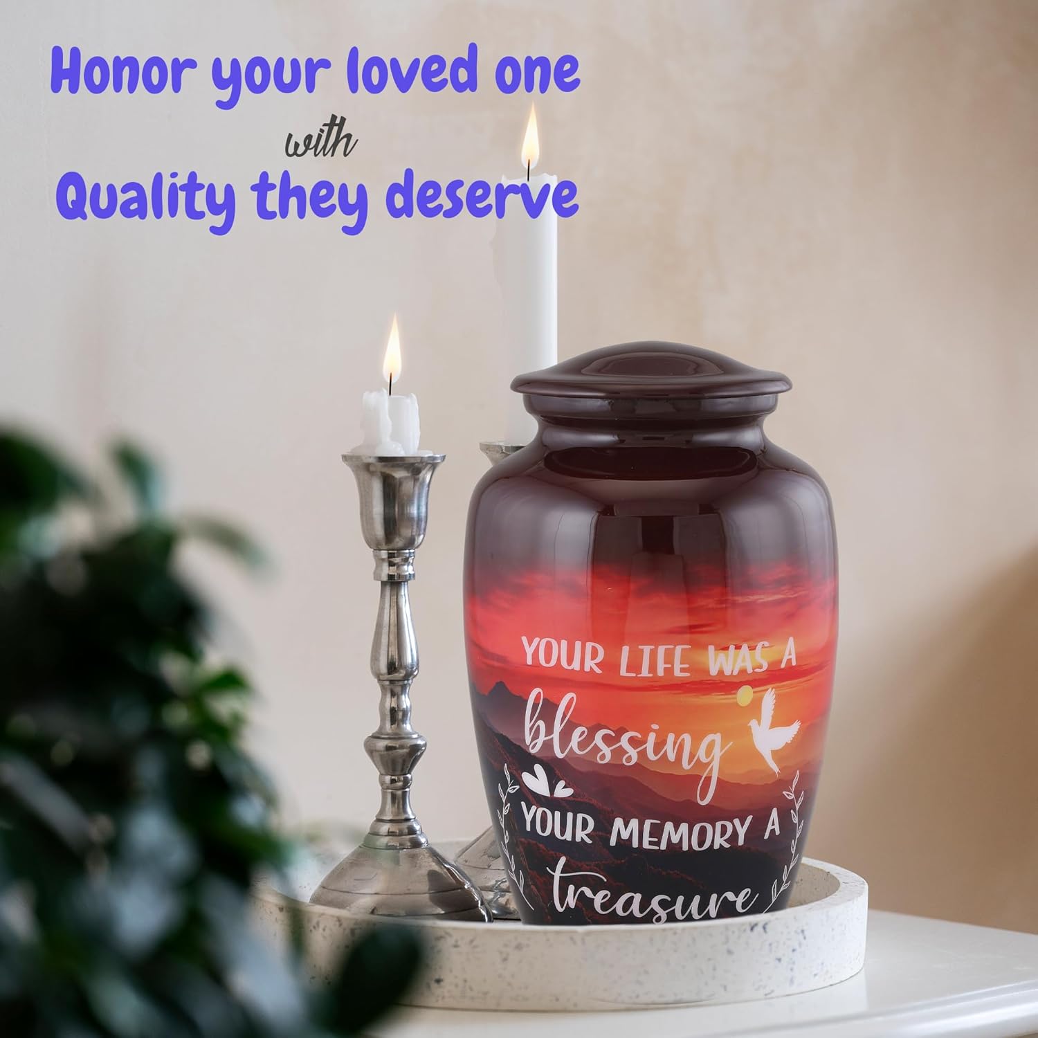 Handcrafted Cremation Urn for Adult Human Ashes 200 cu in Capacity