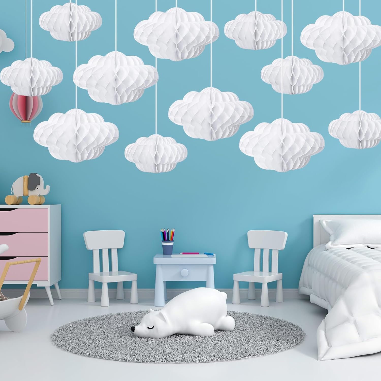 20 Pcs Hanging Honeycomb Cloud Decorations for Ceiling Art