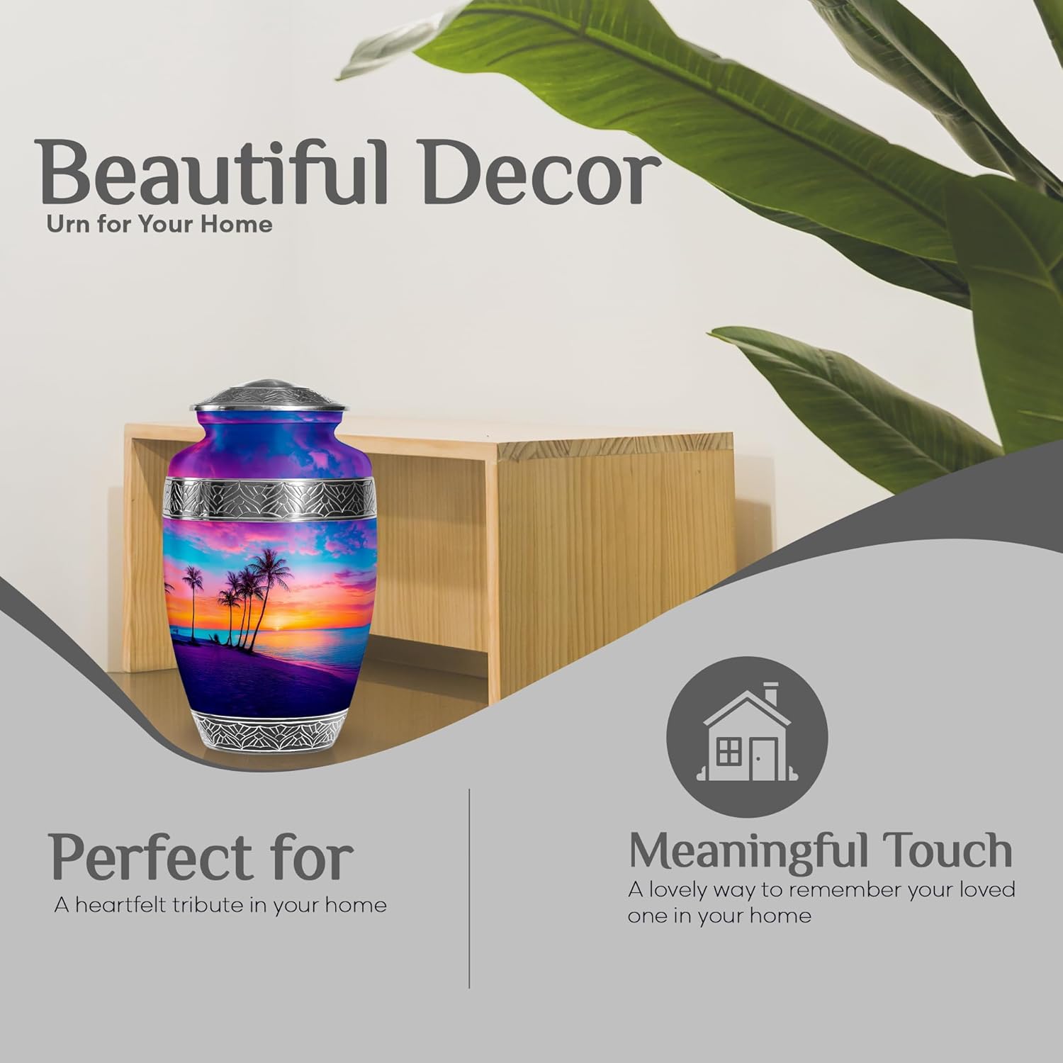 Beach Purple Sunset Memorial Urn for Human Ashes