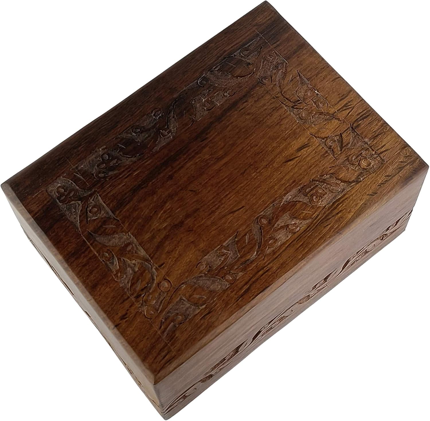 Indian Glance Wooden Urn Box - Large 8x6x4 Inch Urn for Human Ashes