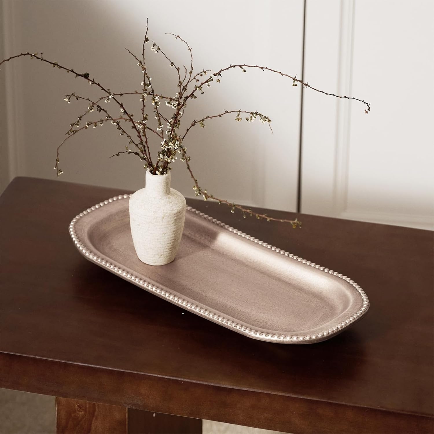 Wooden Decorative Tray Oval Boho Coffee Table Decor