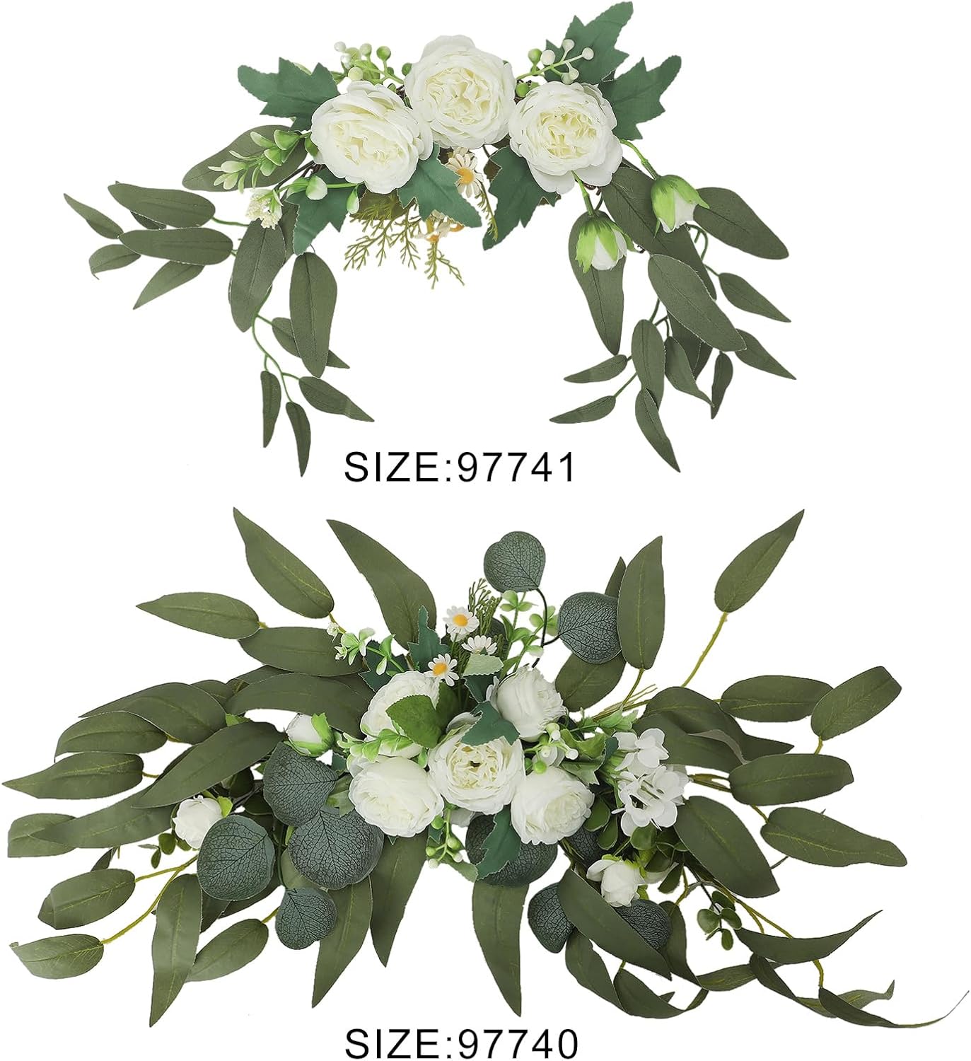 MOTUZP 157 Inch White Floral Swag Door Decor
