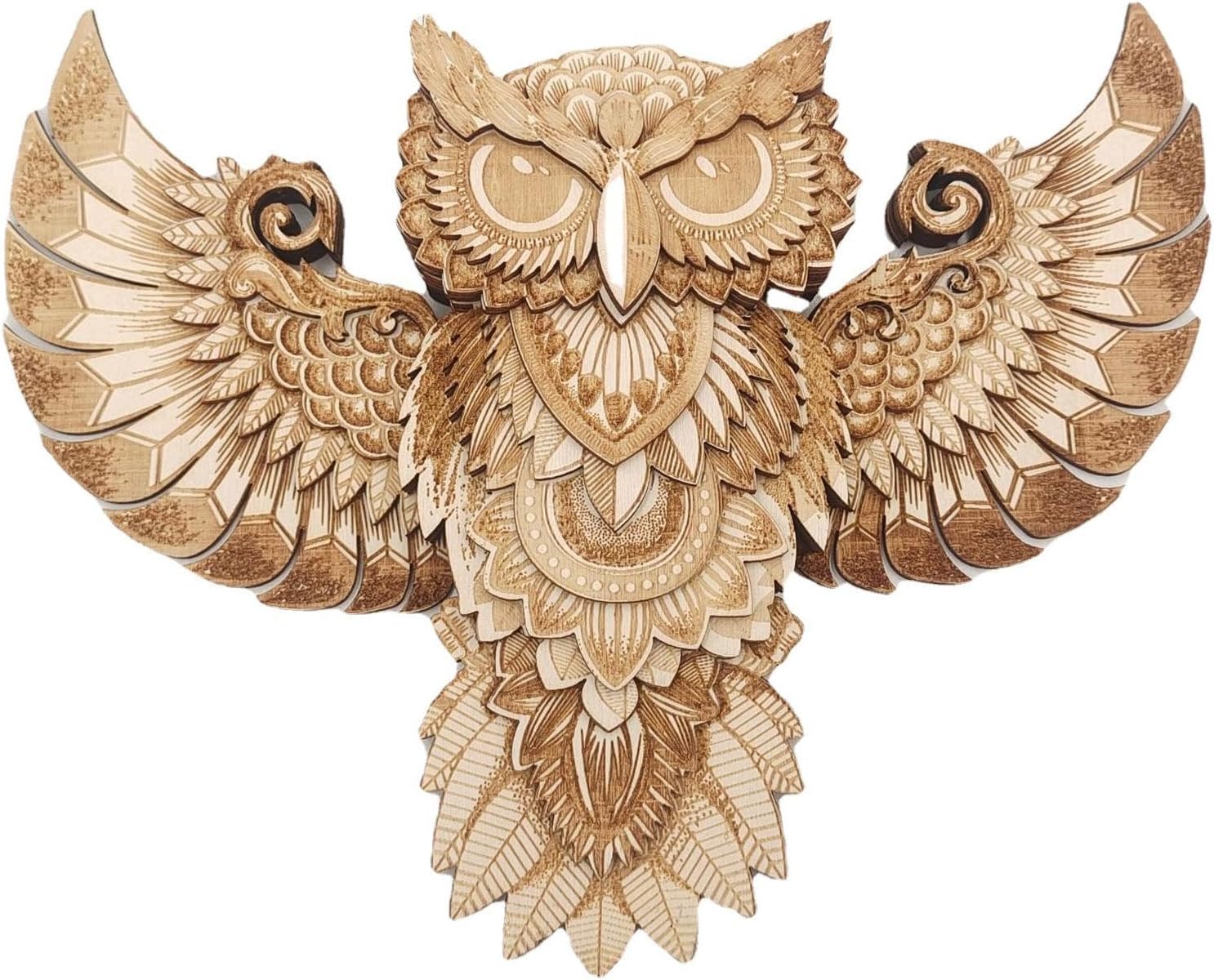 Wood Owl Wall Decor Sculpture Rustic Design
