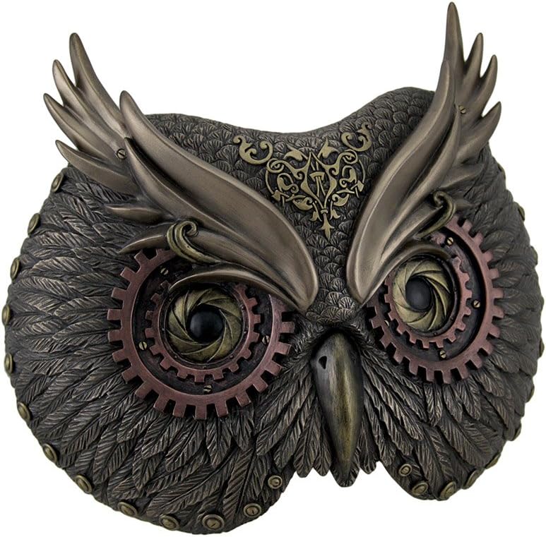 Veronese Design Resin Steampunk Owl Wall Sculpture