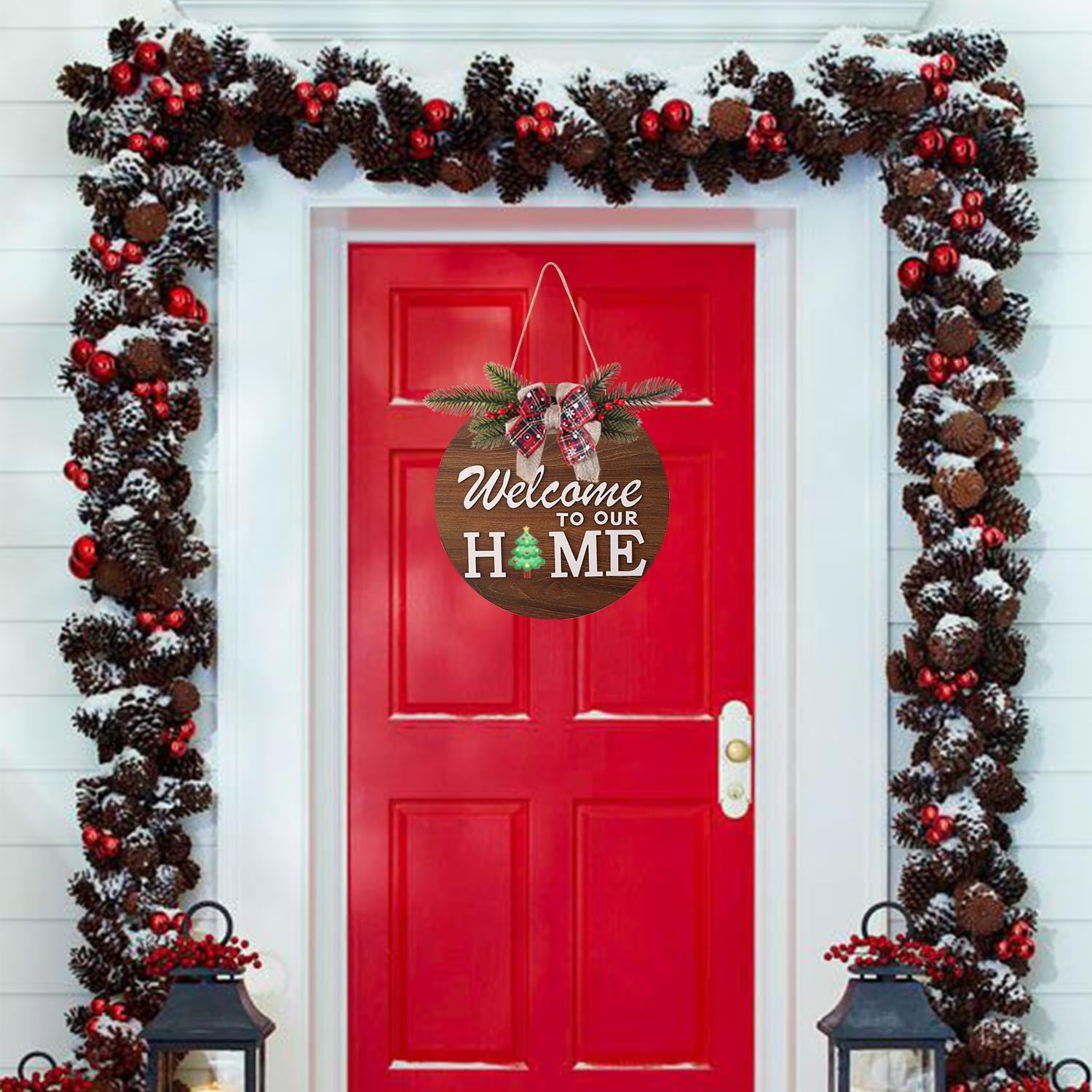 Seasonal Welcome Sign with 4 Wreaths and 14 Icons