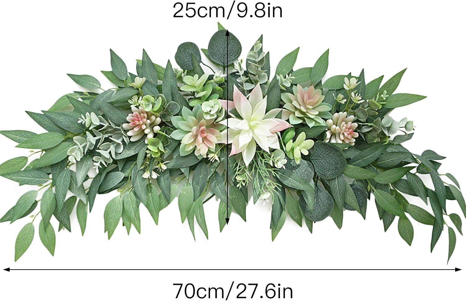 28inch Artificial Succulent Swag Decor with Eucalyptus and Greenery