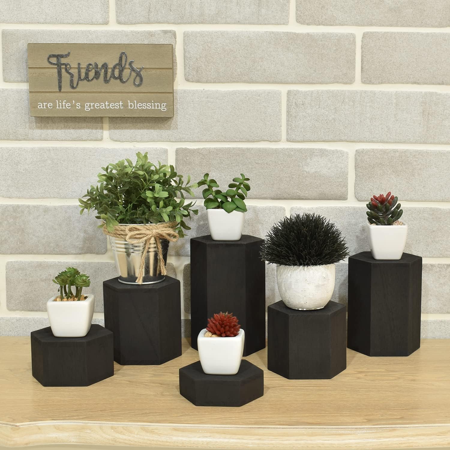 MOOCA 6 Pcs Black Hexagon Risers for Jewelry Display