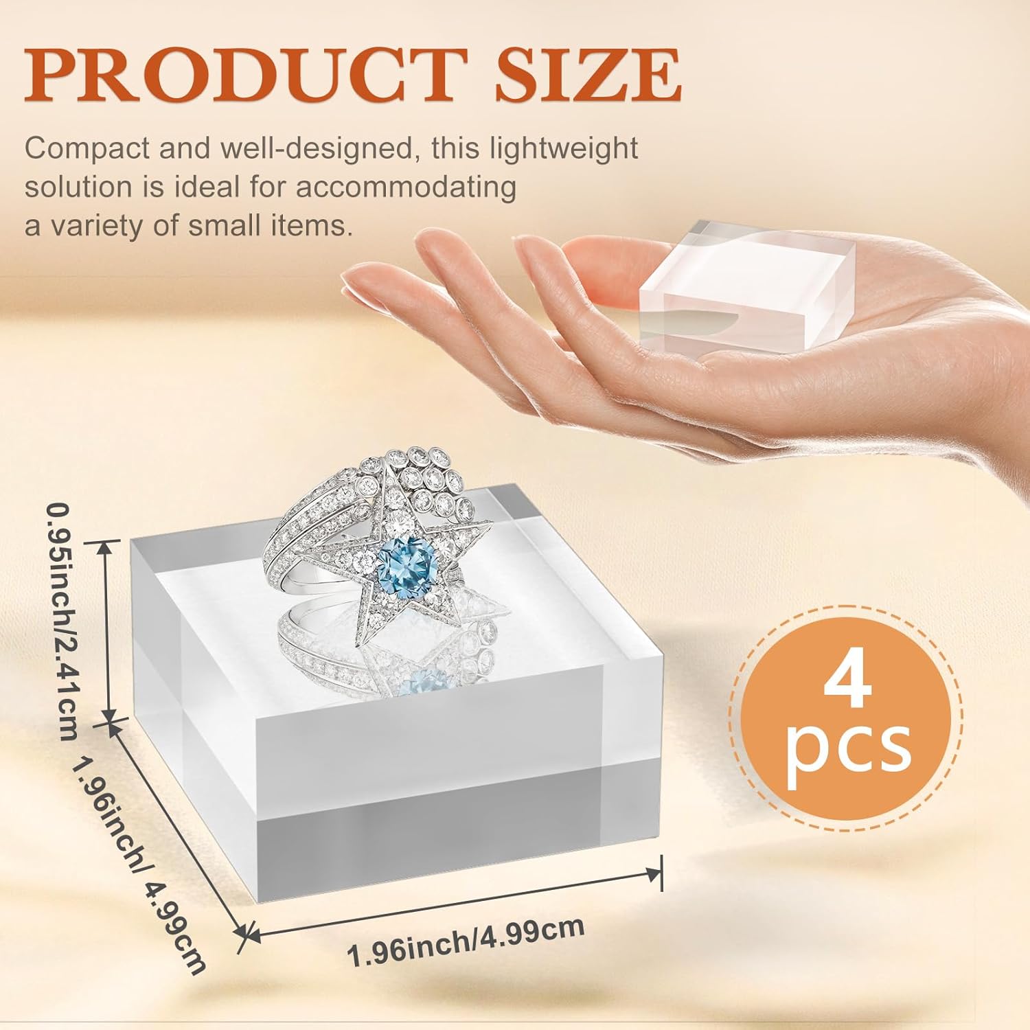 4 Piece Acrylic Base Display Stands Clear Cube Riser