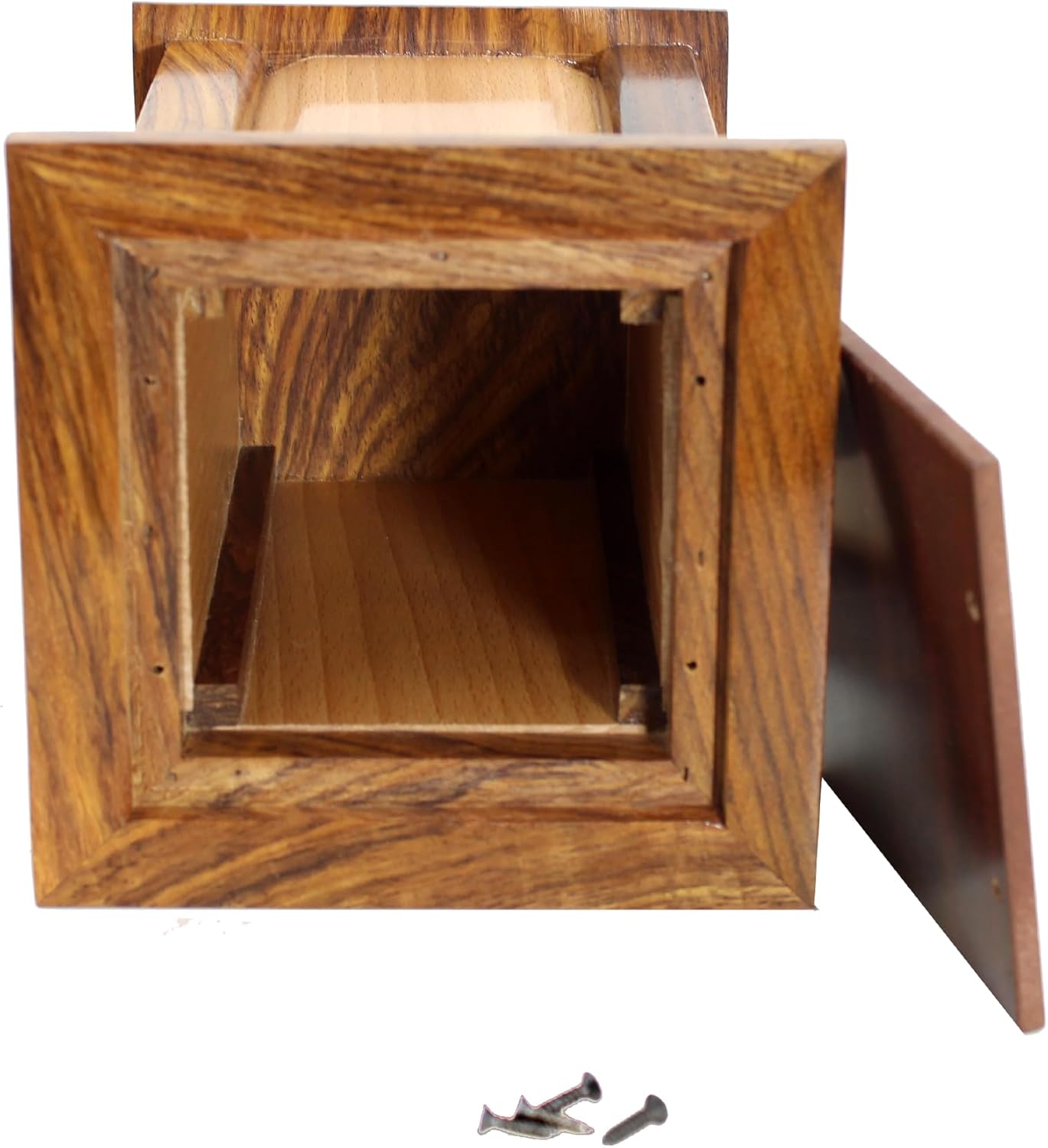Handcrafted Wooden Memorial Urn with Cross for Human Ashes
