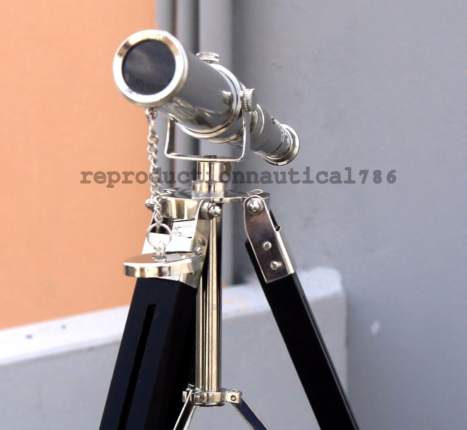 10 Inch Decorative Brass Telescope with Adjustable Wooden Tripod Stand