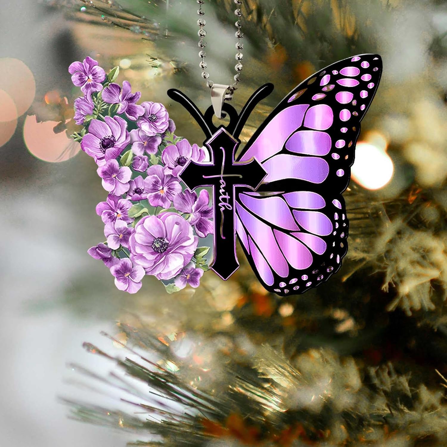 Butterfly Car Hanging Ornament Purple